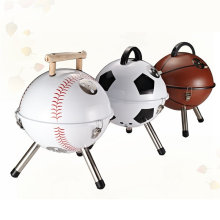 Football Shaped Mini Table Charcoal BBQ Grill Barbecue